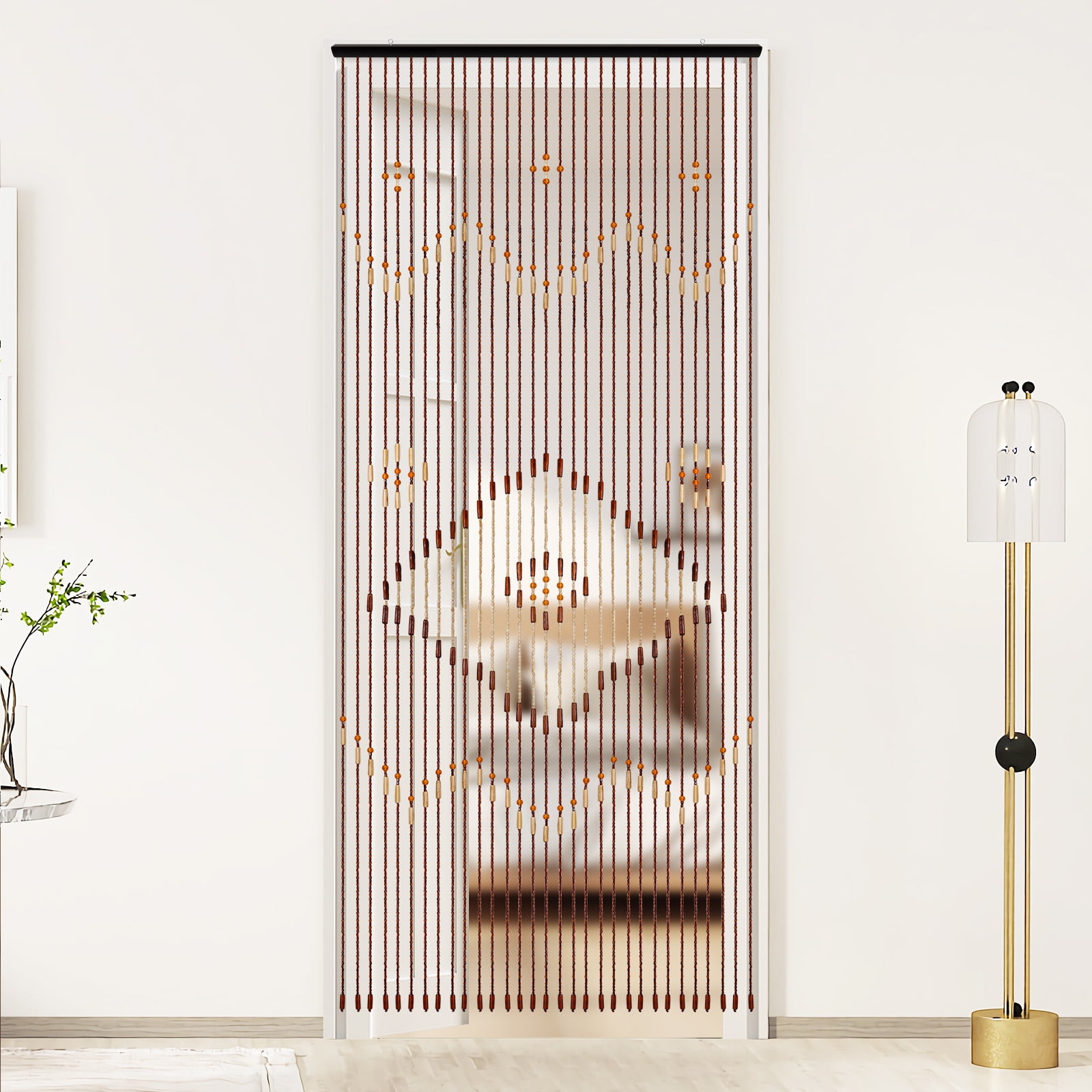 ChicHomey 31-String Wooden Bead Curtain - 81.88 * 35.43in,String Door Curtains Beaded Wooden Curtain,Chocolate Brown,for Door/Window/Wall