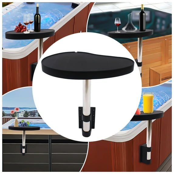 ChicHomey 360° Rotation Spa Caddy Side Table Tray-Anti-Slip,Detachable Spa Tray Table,Keep Snacks and Drinks Handy and Dry,Space-Saving for Shower/SPA/Pool