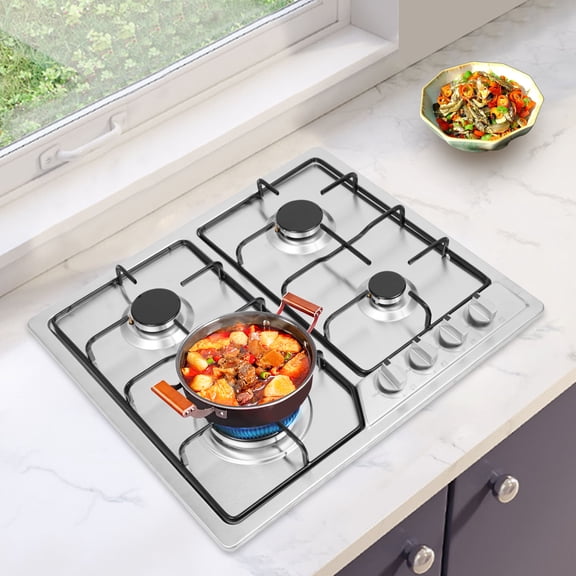 ChicHomey 4-Burner Built-In Gas Stove, Gas Cooktop with Stainless Steel Surface,Sealed Burners for Home Restaurant,with Thermocouple Protection