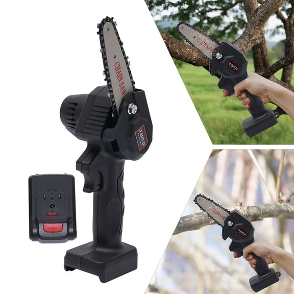 ChicHomey 4 Inch Cordless Electric Chainsaw- 550W Pure Copper,Handheld Mini Cordless Chainsaw,Adjustable Tension, for Gardening, Pruning Black