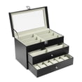 thumbnail image 1 of ChicHomey 4 Layer Black Sunglasses Organizer,Watch & Glasses Storage Box,24 Compartments (12+12),Glass Lid,Large Capacity, Perfect for Desktop and Home Use, 1 of 10