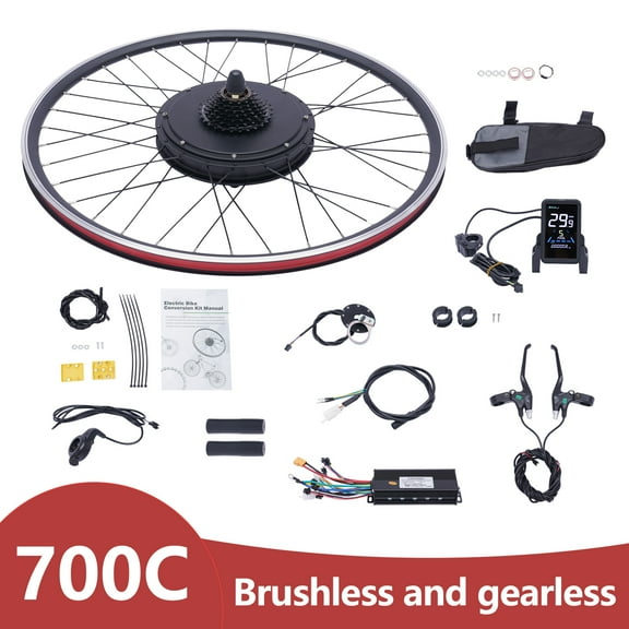 ChicHomey 48V 1000W Electric Bike Rear Wheel Conversion Kit,5-Gear PAS,for 28/29/700C Wheels,Black