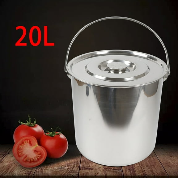 ChicHomey 5.3Gal Stainless Steel Stockpot, Heavy Duty Large Stock Pot for Stew, Simmering, Chili Pot, Professional Grade Stock Soup Pot with Lid, Silver