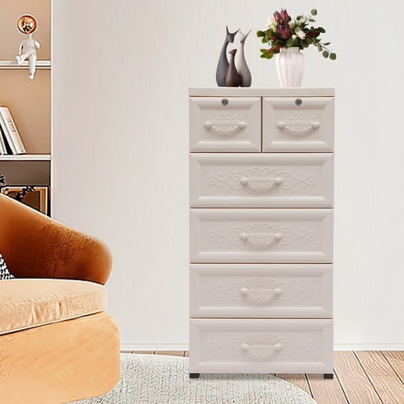 ChicHomey 5-Drawer Tall Storage Cabinet With patterns,Spacious Shelves,Multi-Purpose Vertical Organizer for Bedroom & Living Room
