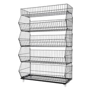 ChicHomey 5-Tier Retail Display Rack,Iron Wire, Ventilated Basket, Lockable Wheels,Iron Wire,for Supermarket Grocery Store Home Kitchen,Black