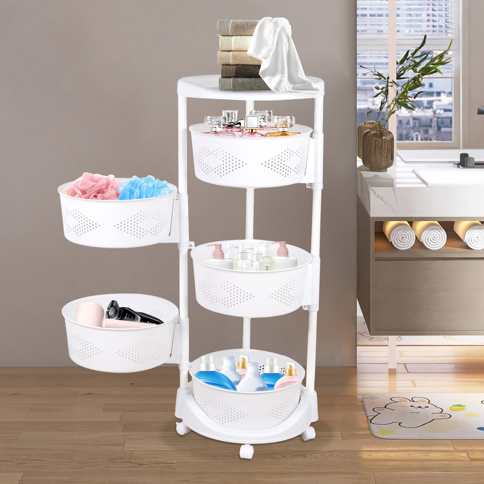 ChicHomey 5-Tier Rotating Kitchen Storage Rack with 110lbs Capacity ...