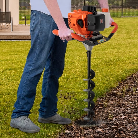 ChicHomey 54cc 2 Stroke Gas Powered Auger Post Hole Digger, 2.3hp Portable Earth Auger 3 Drill Bits 4" 6" 8"& Extension Rod
