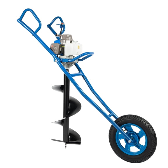 ChicHomey 63CC 2-Stroke Gas Powered Post Hole Digger,3HP Hand Push Auger, Adjustable 2.36-11.81in Drill Bits, for Agriculture, Forestry, Farming, Fencing Blue