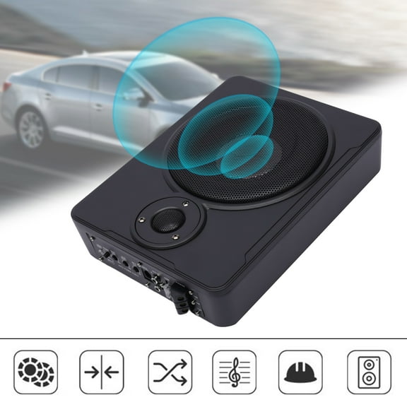 ChicHomey 8 Inch Subwoofer, Subwoofer Car Audio, 600 Watt Active Powered Car Audio Amplifier Pure Bass, Super Thin for Under Seat, 12V Power Supply