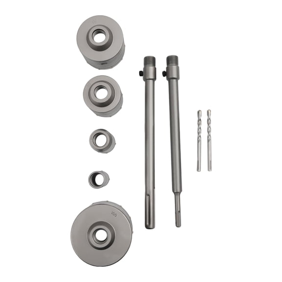 ChicHomey 9-Piece Concrete Hole Saw and Double Ring Spanner Set, Alloy Construction with External Threaded Interface for Smooth and Fast Drilling