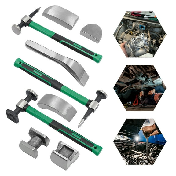 ChicHomey 9PCS Dent Repair Kit,Car Dent Repair Manual Toolset,Dent & Ding Removal for Cars/Motorcycles with Storage Toolbox (Green)