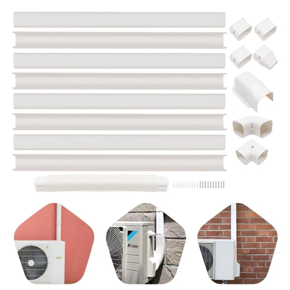 ChicHomey Air Conditioner PVC Line Cover Kit, 15ft Weatherproof,3" Decorative White Professional Grade PVC Kit,Complete Set, Indoor Outdoor Use