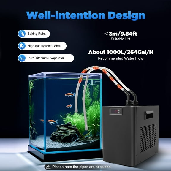 ChicHomey Aquarium Cooling Machine-270W 1/10HP Efficient Chiller,600L Capacity,Adjustable Temp,for Home/Aquarium Tanks & Commercial Use