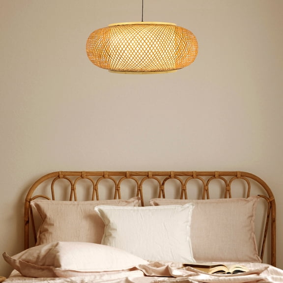 ChicHomey Bamboo Wicker Pendant Lamp,Cage Design,Adjustable Height,for Living Room/Bedroom