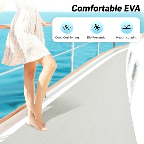 ChicHomey Boat Decking Self-Adhesive Mat,Non-Slip Comfortable Modern Design,for Boat, RV, Pool Decking & Multi-Surface Use (Eco-Friendly, Durable)​, Grey