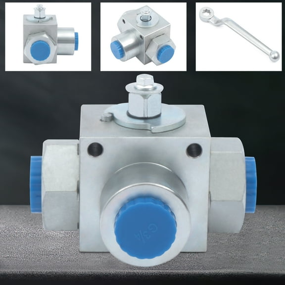 ChicHomey Carbon Steel Hydraulic Ball Valve, 3-Way Manual Valve with Handle, High Pressure and Temperature Resistance for Pipeline Fluid Regulation