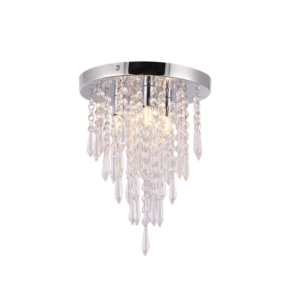 10.4" Silver Crystal Raindrop Flush Mount Ceiling Light