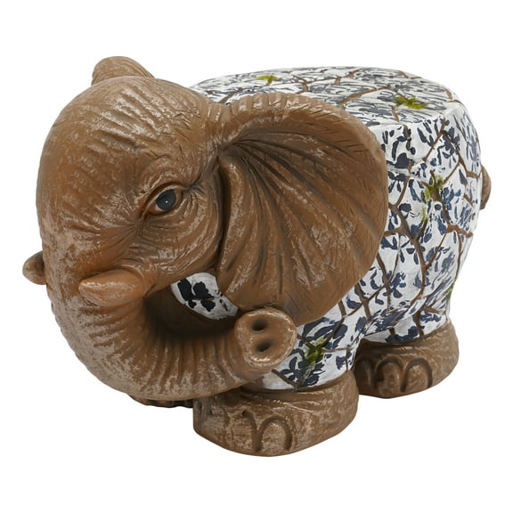 ChicHomey Decorative Elephant Garden Stool, Blue and White Porcelain, Magnesium Oxide, and Stylish for Garden or Patio