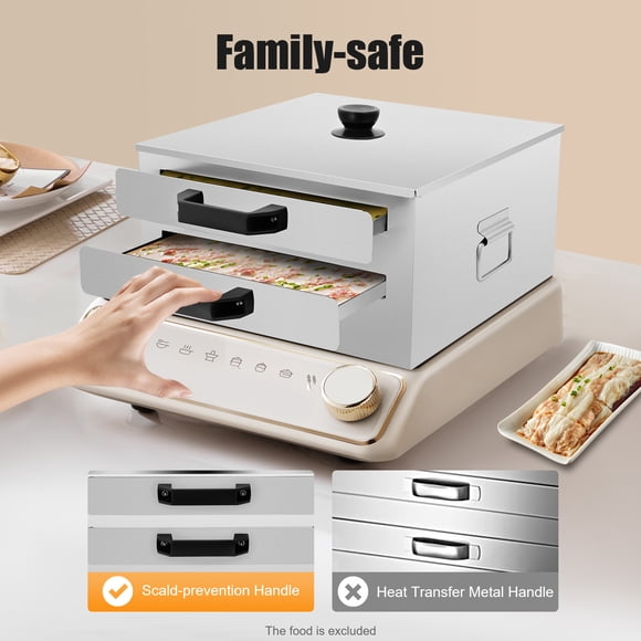 ChicHomey Double-Tier Rice Noodle Roll Maker, 304 Stainless Steel with Top Open Design,Easy Steam Cooker with Insulated for Homemade Breakfast (Kitchen/Food Stall Use)