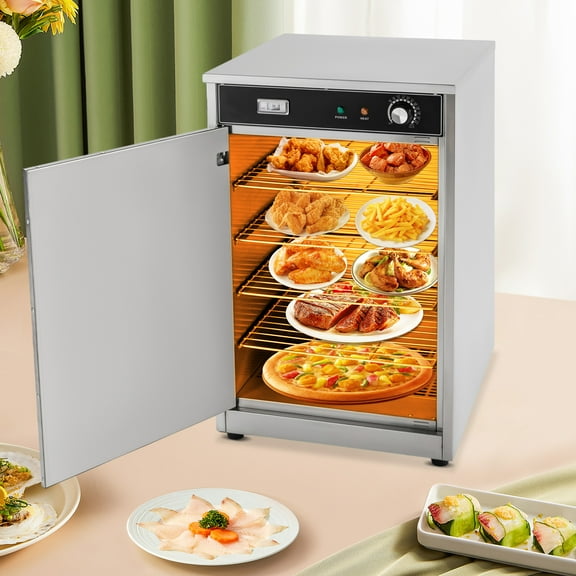 ChicHomey Food Warmer Cabinet, 5 Compartment Commercial Hot Box, 600W Power, Adjustable 30-85C, Stainless Steel, Real-Time Temperature Display, and Space-Saving Design