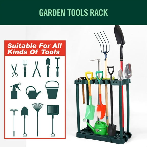 ChicHomey Garden Tool Organizer with 2 Wheels,Outdoor  Utility GardenTool Rack  Like Rake, Shovel and Broom - Tool Organizers and Storage