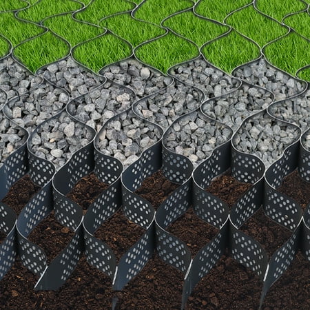 ChicHomey Geocell Ground Grid,HDPE Geogrid for Soil/Road Stabilization,9 x17ft Heavy Duty Stabilizer Kit,Multi-Functional for Foundations/Slopes/Highways