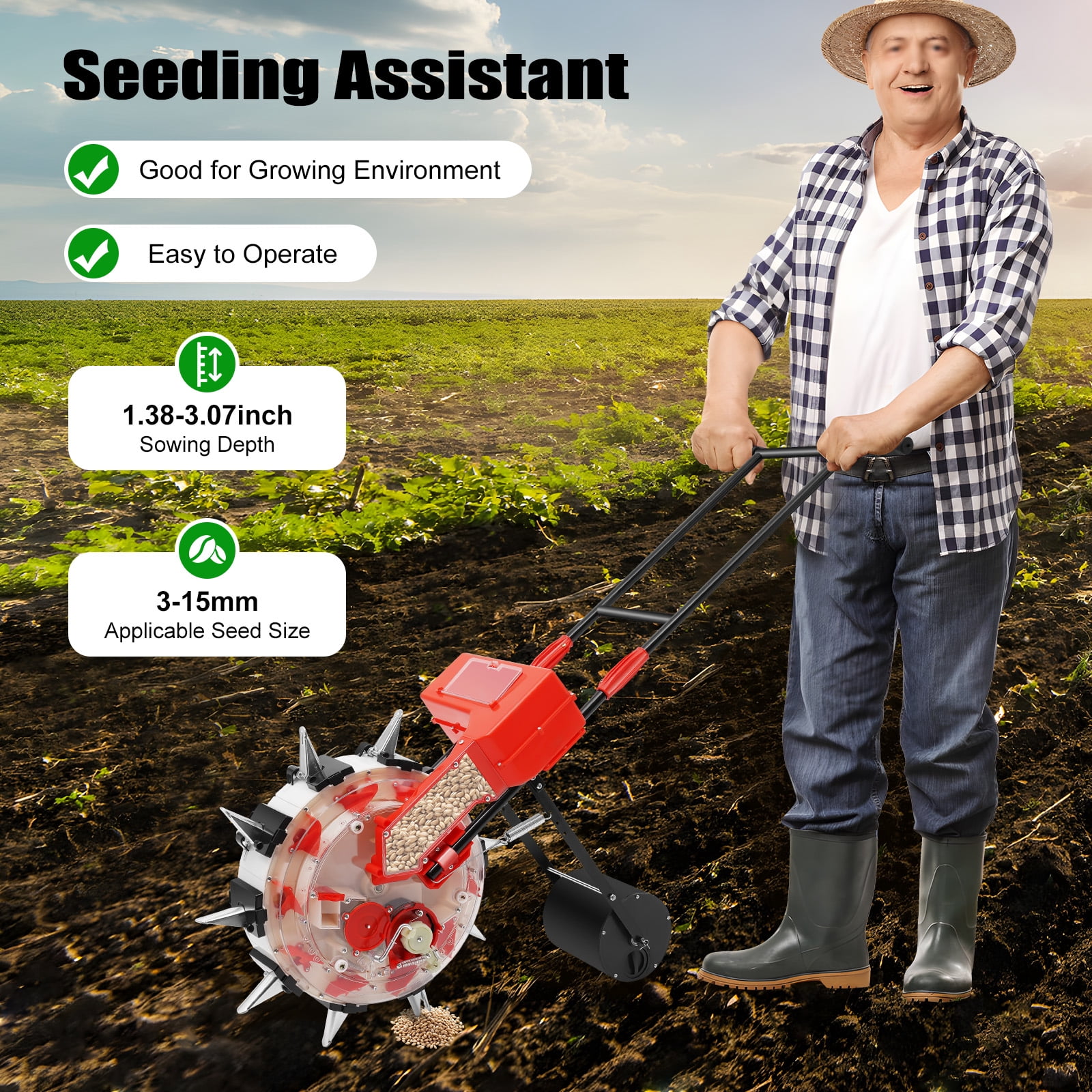 Simple Hand Seeder ChicHomey Hand-Push Garden Seeder with High Precision Brush Seeding ...