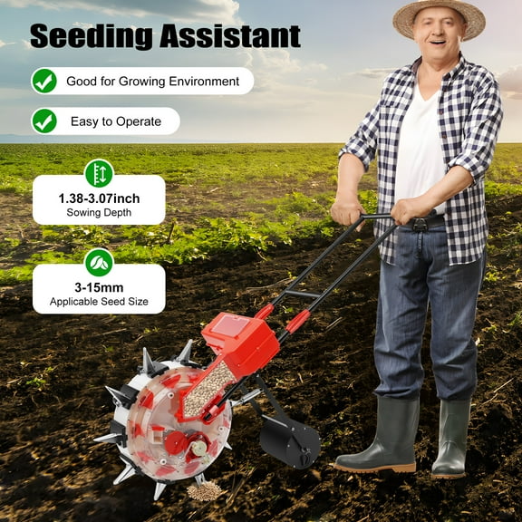 ChicHomey Hand-Push Garden Seeder with High Precision Brush Seeding ,Durable Manual Seeder Adjustable 1-2 Seeds & Sowing Depth for Efficient Planting