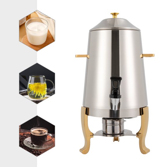 ChicHomey Hot Beverage Dispenser,Stainless Steel Large Capacity,Triple Leg Stable, Anti-Scalding,Fuel Tray Warm Keeping for Hotel/Restaurant/Party