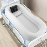 ChicHomey  Inflatable Bed Bath Tub,Double-Layer Safe Shower Tub,Bedside Shower Bath Kit,Quick-Inflate Foldable Design,for Elderly/Pregnant/Disabled