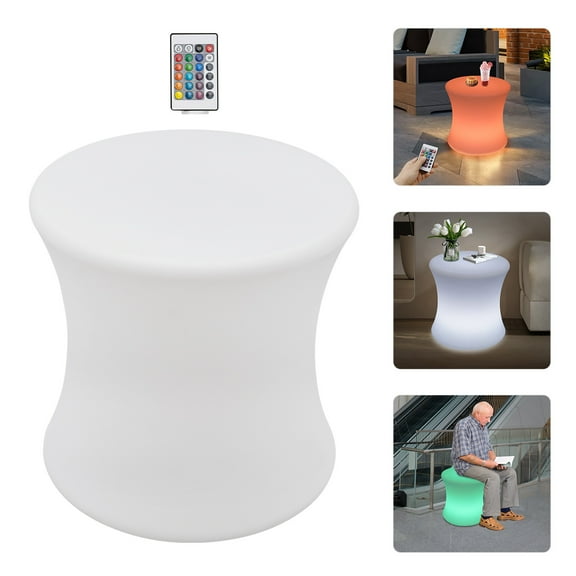 ChicHomey LED Light Up Chair Round Cube Stool Atmosphere Lamp 16 Color changing w Remote