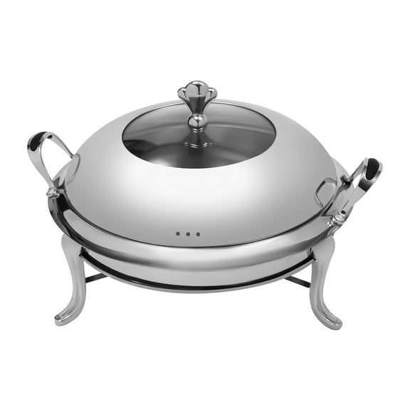 ChicHomey Large 24cm Round Chafing Dish Stainless Steel Catering Dish Buffet Chafer Silver