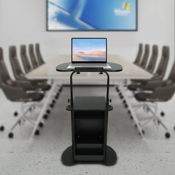 ChicHomey Mobile Height Adjustable Church Classroom Lecture,Portable Multi-Functional Computer Desk with Universal Wheels,Standing Laptop Cart