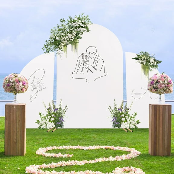 ChicHomey Modern Gold Wedding Arch with Carbon Steel Frame, Polyester Fabric, Simple Assembly, Ideal for Wedding Decorations and More