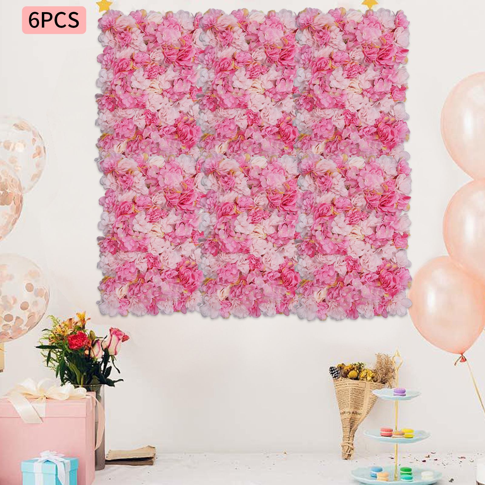 ChicHomey Morden 6 pieces plant flower wall powder Dali rose red rose