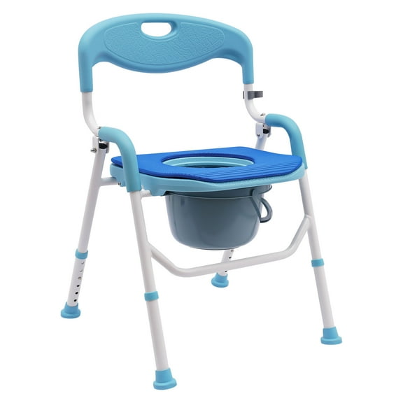 ChicHomey Portable Folding Chair Adult Potty Shower Seat Large Bedside Toilet EVA Commode