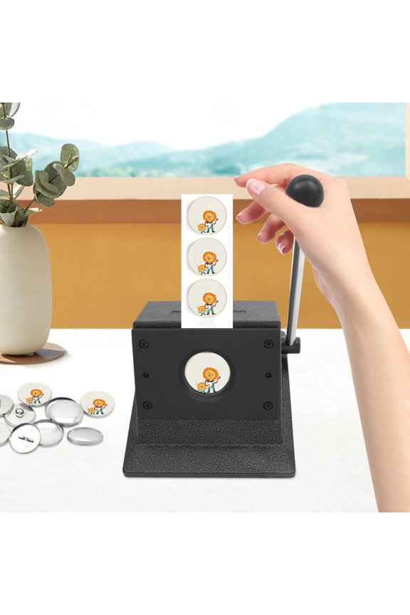 Professional Punch Die Cutter for Badges Medals,Black Built-in Limit Port Round Corner Cutter, Punch Die Cutter