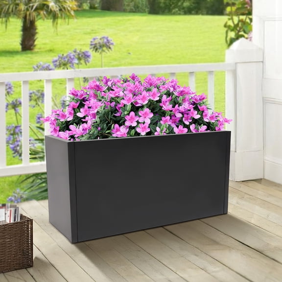 ChicHomey Rectangular Steel Planter Box - Black,32x16x12in,Large Planter Box Outdoor,for Commercial Residential Patio Deck and Backyard, Modern