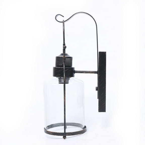ChicHomey Rustic wall lanterns, retro industrial attic lanterns, industrial rustic porch wall lamps with transparent glass curtains, outdoor/indoor/bedroom exterior retro lantern wall lamps