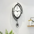 thumbnail image 1 of ChicHomey Silent Quartz Wall Clock 3D Creative, 23"x9.8"Modern Round Metal Swing Wall Clock Black Durable Home Decoration, 1 of 11