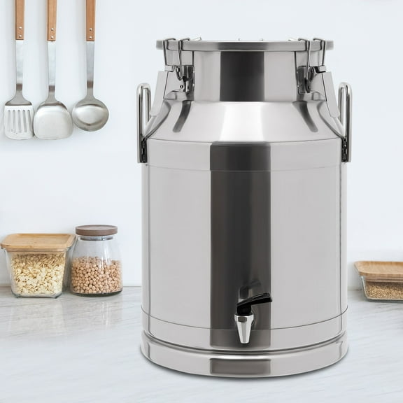 ChicHomey Stainless Steel Milk Jug Milk Can Free standing Sealed Bucket w Faucet 30L