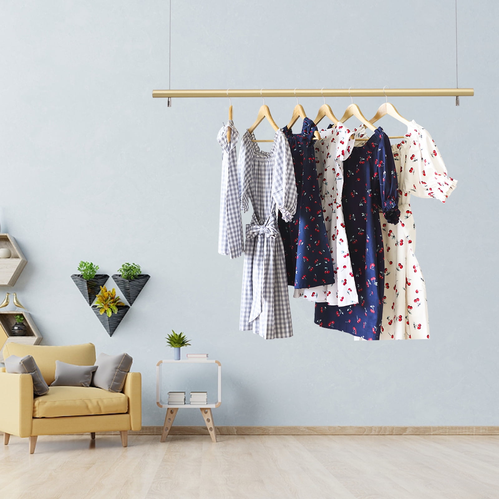 ChicHomey Stylish and Durable Ceiling-Mounted Clothing Rack, Adjustable ...