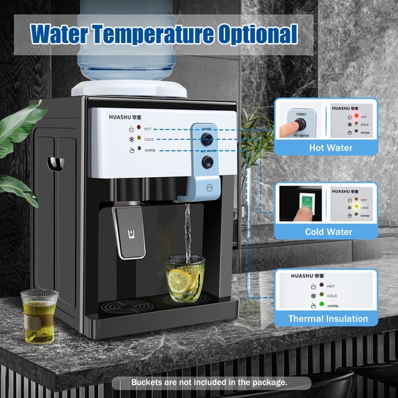 ChicHomey Table Top Water Cooler Dispenser,Desktop Hot & Cold Water Dispenser ,500W Fast Heating/75W Cooling,One-Button Operation for Home & Office