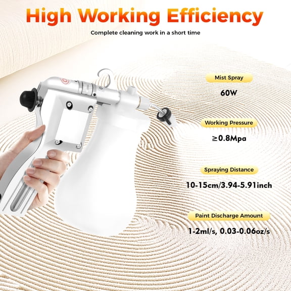 ChicHomey Textile Spot Cleaning Gun,Adjustable Nozzle,60W, 0.65L Large Capacity,for Upholstery & Fabric Stain Removal