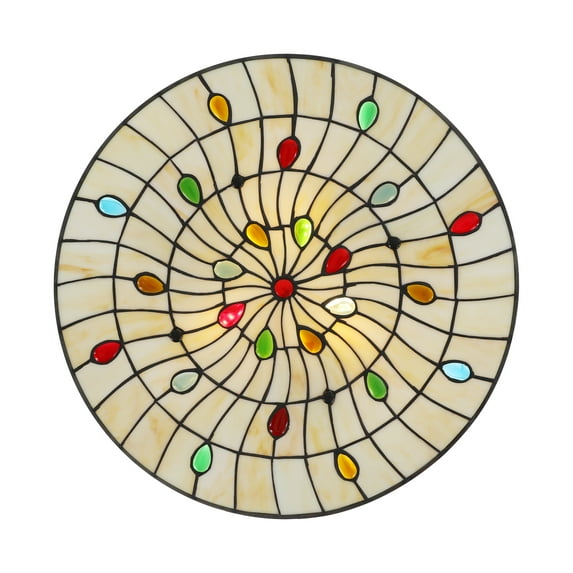ChicHomey Tiffany Style Vintage Stained Glass Flush Mount Ceiling Light Pendant Lamp