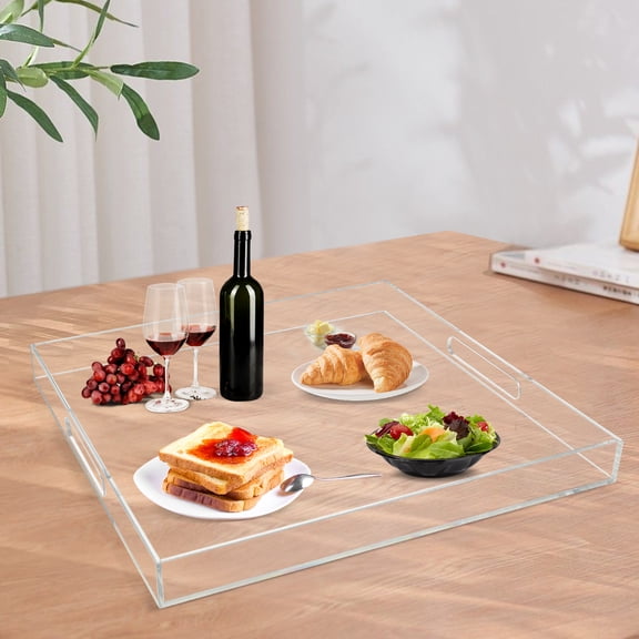ChicHomey Transparent Acrylic Serving Tray - Waterproof,Oversize 18.9 Inch,Spill Proof- Decorative Trays Countertop Organiser Multi-Purpose for Home/Daily Use