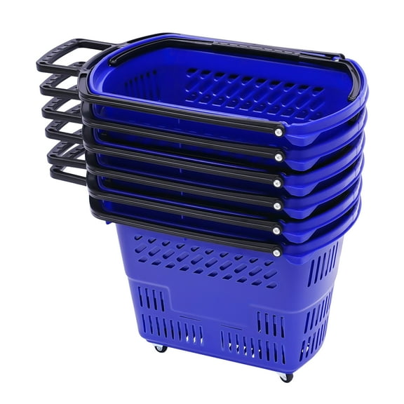 ChicHomey Trolley Rolling Shopping Baskets Handles Plastic Shopping Carts Set 6