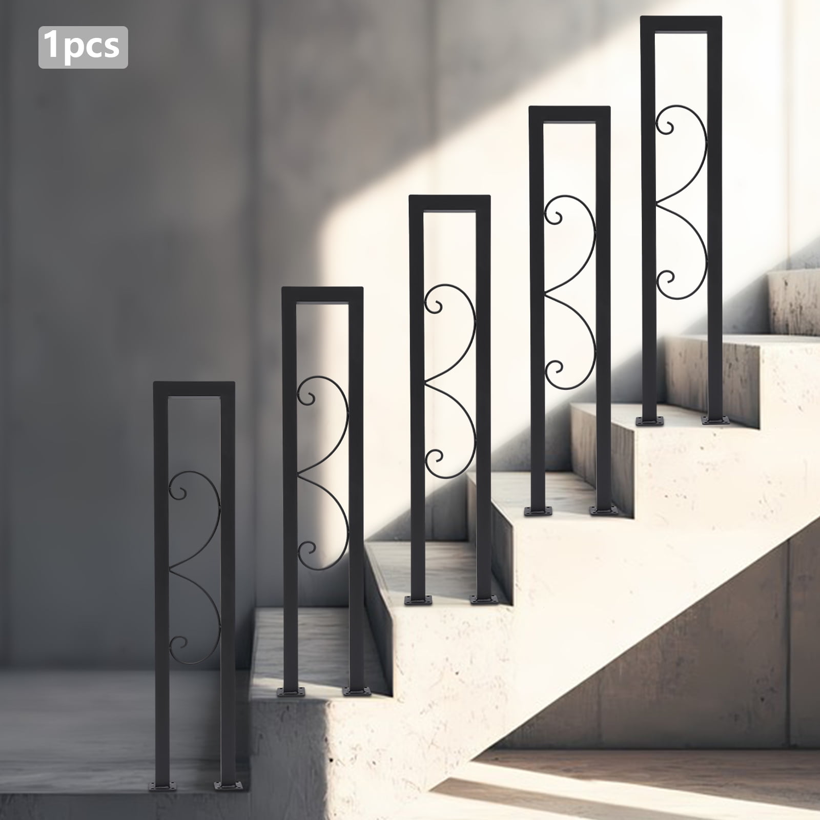 ChicHomey U-Shaped Stair Handrail, Curved Pattern,33.5in in Height ...