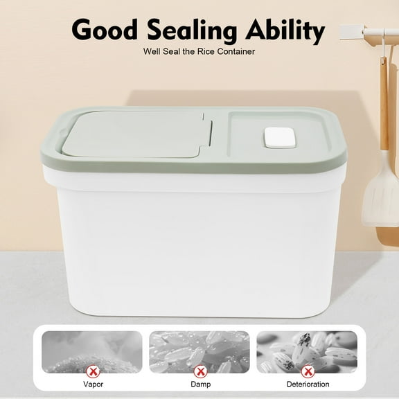 ChicHomey Vacuum Sealed Rice Storage Box-22lbs,Food-Grade PP Airtight Pest-Proof Rice Container with Measurement Scale,for Kitchen Grain Storag