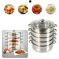 ChicHomey Vegetable And Rice Steamer, Stainless Steel 5 Tier Steamer Momo Maker, Modak, Pasta, Salad Steamer with Lid for Induction Cookers Electric Furnaces Gas Stoves, 11in